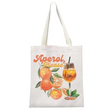 Imagem de GJTIM Bolsa Tote Aperol Spritz Presente Tema Sacola Italiana Verão Unissex-Adulto 40 cm x 35 cm Laranja