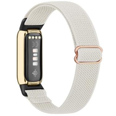 Imagem de Meliya Pulseira esportiva de substituição compatível com Fitbit Luxe para mulheres e homens, pulseira esportiva de nylon elástico macio de substituição para Fitbit Luxe Fitness Tracker (Starlight)