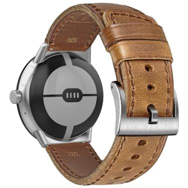 Imagem de FIILIIX Pulseira de relógio de couro macio de chifre compatível com o relógio Google Pixel2/Pixel 3, pulseira de substituição elástica para relógio inteligente Pixel