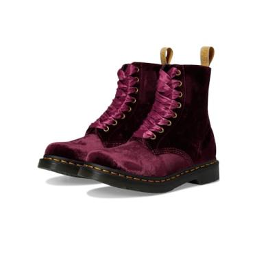 Imagem de Dr. Martens Bota feminina Vegan 1460 Pascal Veludo 8 Eye Fashion, Vermelho cereja, 7