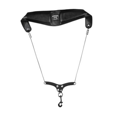 Imagem de oshhni Alça de pescoço acolchoada para sax, portátil, ajustável, respirável, couro PU, alça para instrumento de, para clarinete, alto, tenor, sax, Preto