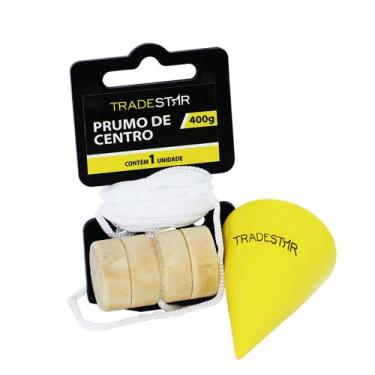 Imagem de Prumo Parede 400g Em Aço Corda Nylon Taco Madeira Tradestar
