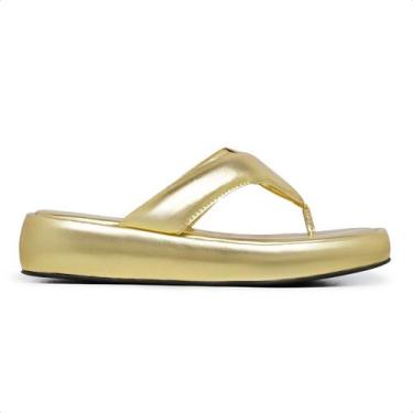 Imagem de Sandália Feminina Estilo Flat Plataforma - Novo Hábito, Dourado, 37