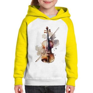 Imagem de Moletom Infantil Violino - Foca na Moda, Branco, Amarelo, 12