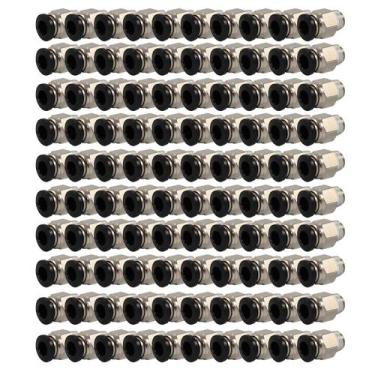 Imagem de Kit 100 Conexão Pneumática Engate Rápido 1/8NPTx6mm-Cód.8331 - ASLLAN