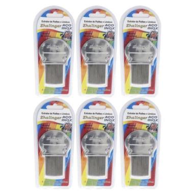 Imagem de Kit 6 Pente Fino Aço Inox Para Piolhos e Lêndeas - Zhalinger