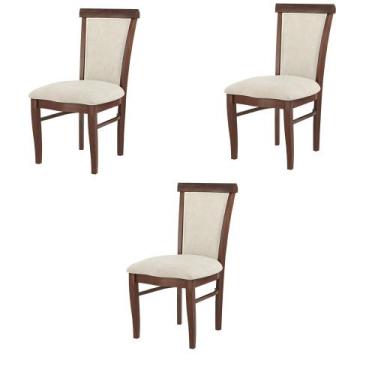 Imagem de Kit 3 Cadeiras Decorativa Sala de Jantar Madeira Maciça Fabregas Facto