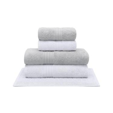 Imagem de Jogo de Toalhas Bouton Platine 5 Peças Cinza e Branco - BUETTNER