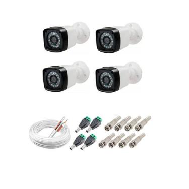 Imagem de Kit 4 Câmeras De Segurança Residencial e comercial hd + cabo + conecto