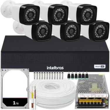Imagem de Kit DVR Intelbras 8 canais 1TB e 6 câmeras Full HD Fonte 10A