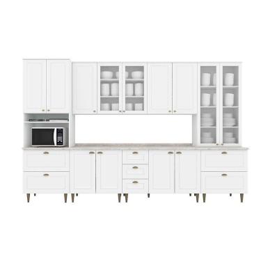 Imagem de Cozinha Modulada Henn Americana 8 Peças (2Aéreos+2Balcões+2Paneleiros+2Complementos) c/ Pés C5P51 Branco-Henn