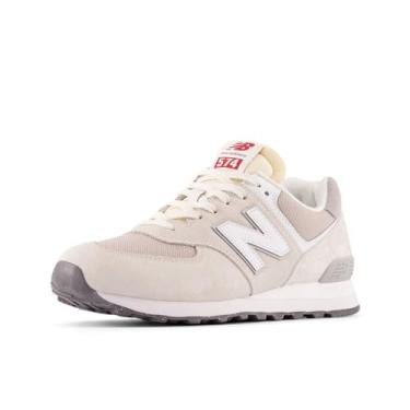 Imagem de New Balance Tênis de corrida unissex adulto 574 V2 70s, Sea Salt/Nb 102 Branco, 7.5 Wide Women/6 Men