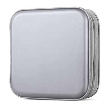 Imagem de Capa para CD, Bivisen DVD, carteira, fichário, capacidade para 48, CD/DVD, estojo de armazenamento, organizador de fichário, carteira, livro para carro, casa, viagem (prata)