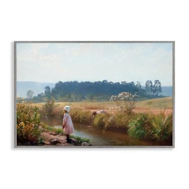 Imagem de Stupell Industries Down By The River Framed Giclee Wall Art Design de August Malmstrom, moldura cinza, 61 x 40 cm