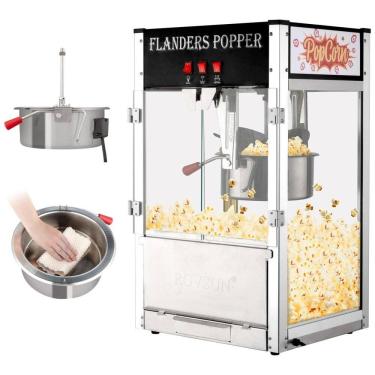 Imagem de Pipoqueira Elétrica Faz até 18,4 kg de Pipoca com Panela de 340g, Colher de Aço Inoxidável, Colher de Óleo e 3 Copos de Pipoca, ROVSUN, Preta