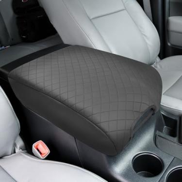 Imagem de Bilisin Capa de console central compatível com Toyota Tundra 2007-2013 acessórios à prova d'água capa de tampa do console intermediário capa protetora de caixa de apoio de braço de couro PU (preto)