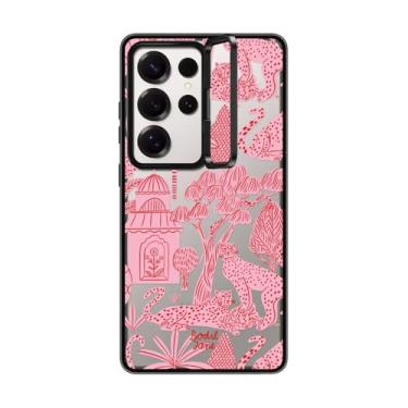 Imagem de CASETIFY Capa com suporte de anel de impacto para Galaxy S25 Ultra [3X testado contra quedas de grau militar/proteção contra quedas de 2 metros] - Cheetah Paradise Pink - Preto transparente