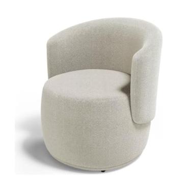 Imagem de Poltrona Decorativa Feijão Curvo Orgânica Luxuosa Bouclê Bege Premium