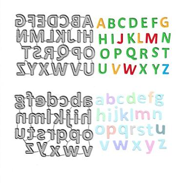 Imagem de AHTOLS 26 moldes de corte de alfabeto minúsculas, 26 letras maiúsculas, moldes de metal para estampagem em relevo para cartões, scrapbook e decoração de cartões de papel para álbum de recortes e artesanato "faça você mesmo"