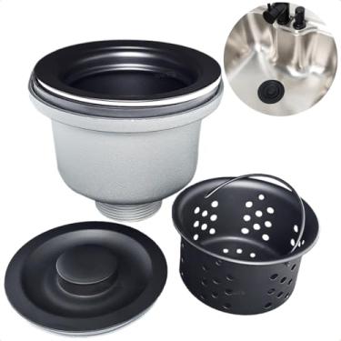 Imagem de Dona D Cor, Valvula Pia Cozinha 4 1/2 Preto Fosco Aço Inox Com Cesto Higiênico Removível Ralo Pia Escoamento Basket Cuba Porcelana