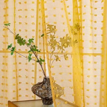Imagem de Cortinas transparentes laranja queimado para sala de estar, conjunto de 2 painéis de 2 painéis, linda borboleta térmica com bolso para varão, tratamento de janela, cortinas para quarto, girassol,