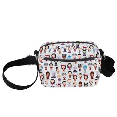 Imagem de PXTIDY Bolsa tiracolo Evil Villains Group Villain Gang Halloween Evil Queen, lembrancinhas de festa de Halloween, bolsa transversal, presentes de bruxa, Bege, Small