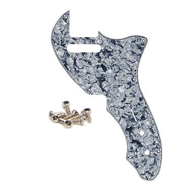 Imagem de ROZILO Placa para guitarra Thinline Pickguard com parafusos, peça de guitarra compatível com 69 Telecaster Thinline cinza pérola