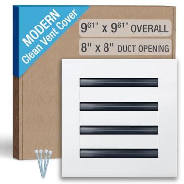 Imagem de FA-STAR Tampa de ventilação AC moderna limpa 8 x 8 - saída de ar branca decorativa - Difusor de slot linear padrão, vários modos de fluxo de ar - grade de registro para teto, paredes e pisos - todo em