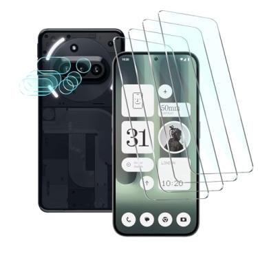 Imagem de [Pacote com 4+4] Tuxiwei For Nothing Protetor de tela de vidro temperado de 6,7 polegadas com protetor de lente de câmera 9H, 2.5D NothingPhone-3a Flim HD anti-impressão digital resistente a quebras