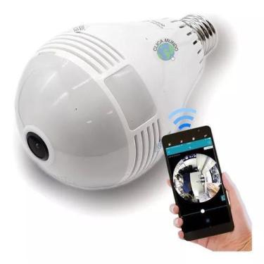 Imagem de Lampada Espiã Visão 360 Panorâmica C/ Áudio Câmera Ip Wifi - DMK