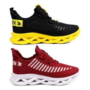 Imagem de Kit 2 Tênis Masculino Jaguar Esportivo Corrida Leve Macio - Oldsen, Am