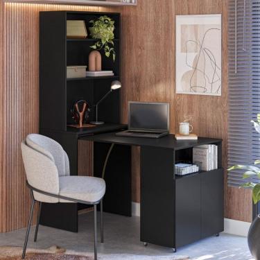 Imagem de Mesa Com Estante Para Quarto Pequim Preto