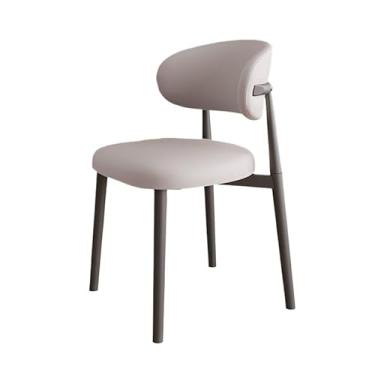 Imagem de Cadeira de jantar moderna com design ergonômico e recursos de conforto ([couro cinza claro] moldura de aço carbono preto)
