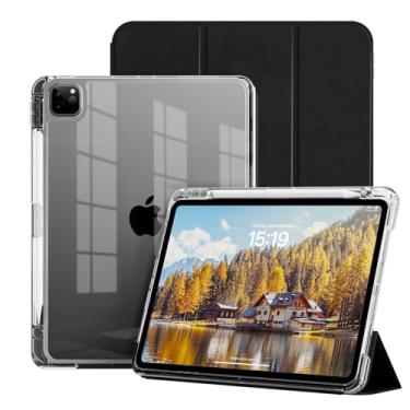 Imagem de GKABXY Nova capa para iPad Pro 12,9 polegadas 2022/2021/2020/(6ª/5ª/4ª geração) com suporte para lápis, capa traseira transparente 2 em 1 para iPad Pro de 12,9 polegadas suporta carregamento Pencil 2,