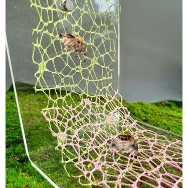 Imagem de 6 peças de acessórios de habitat de aranha saltadora - fita de musgo com teias de aranha saltadora com ímãs para assustar aranhas saltadoras Spoods escalada (não inclui o terrário de aranha saltador)