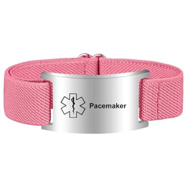 Imagem de Pulseira de alerta médico para mulheres e homens, pulseira de identificação de alerta médico ajustável para diabéticos D.N.R marcapasso epilepsia, One Size, Aço inoxidável, Sem Pedra Preciosa