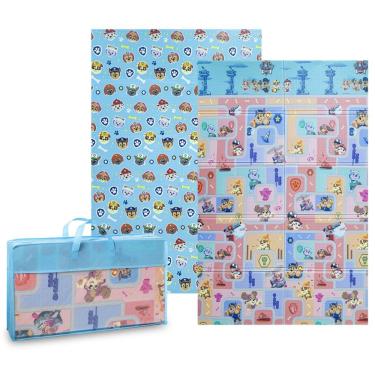 Imagem de Tapete de Atividades Infantil Dobrável Tapetão Maleta 1,20x1,80m Meninos Estampa Patrulha Canina