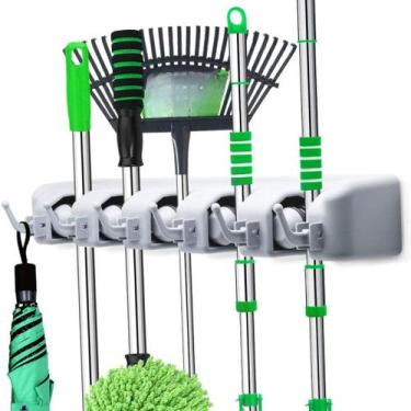 Imagem de Suporte Multiuso para Limpeza  Porta Vassoura, Rodo e Chaves, 5 Posiçõ