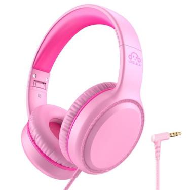 Imagem de Fones de ouvido com fio UKELALA U2 para crianças e meninas, rosa leve