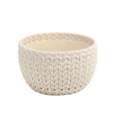 Imagem de Vaso Decorativo Tramado em Cimento Branco 15cm CS0013 BTC