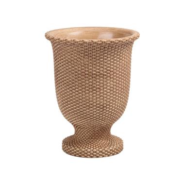 Imagem de Vaso Decorativo Tramado em Cimento Marrom 27cm CS0008 BTC