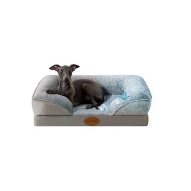 Imagem de Tailwaggz Cama refrescante para cães e gatos pequenos, sofá-cama ortopédica impermeável para cães, sofá-cama de espuma de suporte para animais de estimação com capa removível lavável, forro