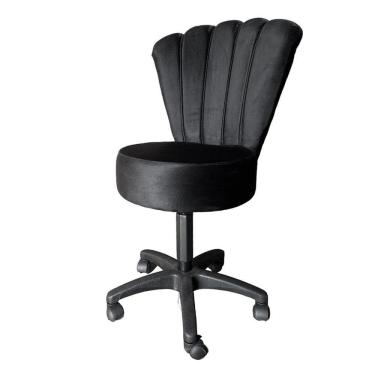 Imagem de Cadeira Mocho Pétala Veludo Preto - In9 Decor