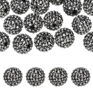 Imagem de PATIKIL Contas de strass de resina de 20 mm para caneta com contas, pacote com 10 bolas de discoteca brilhantes em pedaços redondos de chiclete para chaveiro com contas, joias para fazer artesanato