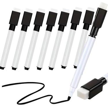 Imagem de Kit 8 Marcadores Preto com Apagador e Imã Quadro Branco - Sky