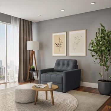 Imagem de Sofá-Cama Solteiro Martins Veludo Cinza - Mobly