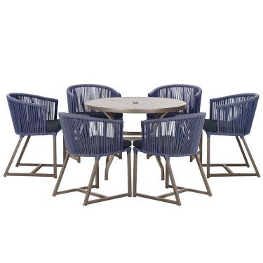 Imagem de Mesa com 6 Cadeiras de Jantar Roma 120cm e Noronha em Alumínio