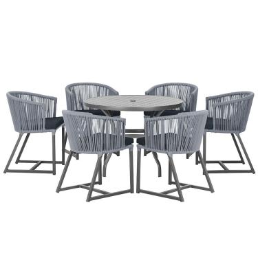 Imagem de Mesa com 6 Cadeiras de Jantar Roma 120cm e Noronha em Alumínio