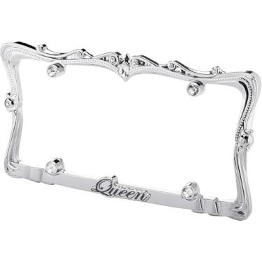 Imagem de Cruiser Accessories Moldura para placa de licença Queen 22630, cromada/transparente com tampas de fixação