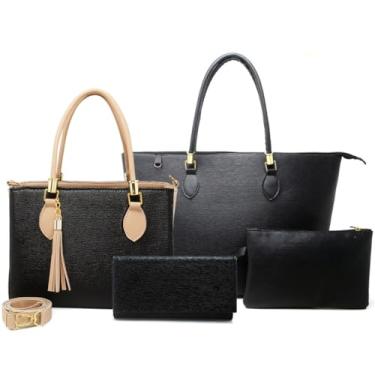 Imagem de Kit 4 Bolsas Anjik, bolsas Elegantes, Kit completo Bolsa Anjik Média+Carteira+Sacola Anjik+Necessaire ! (Preto Nude,único)